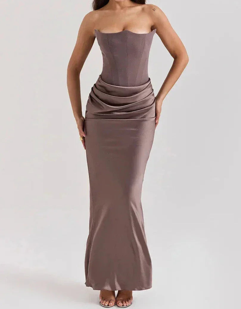 Viona - Women’s strapless elegant maxi dress with sophisticated design