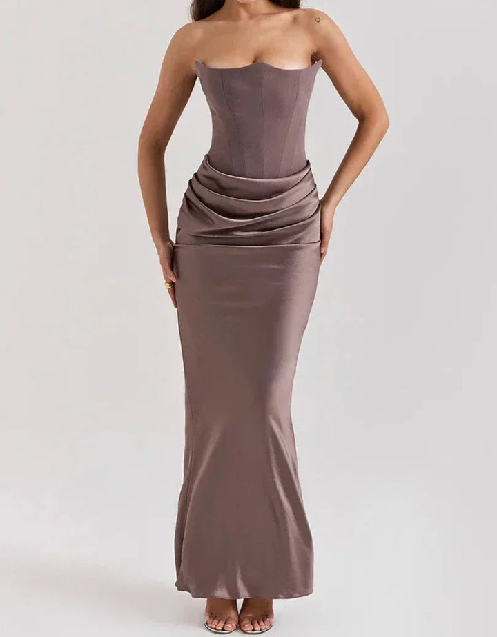 Viona - Women’s strapless elegant maxi dress with sophisticated design