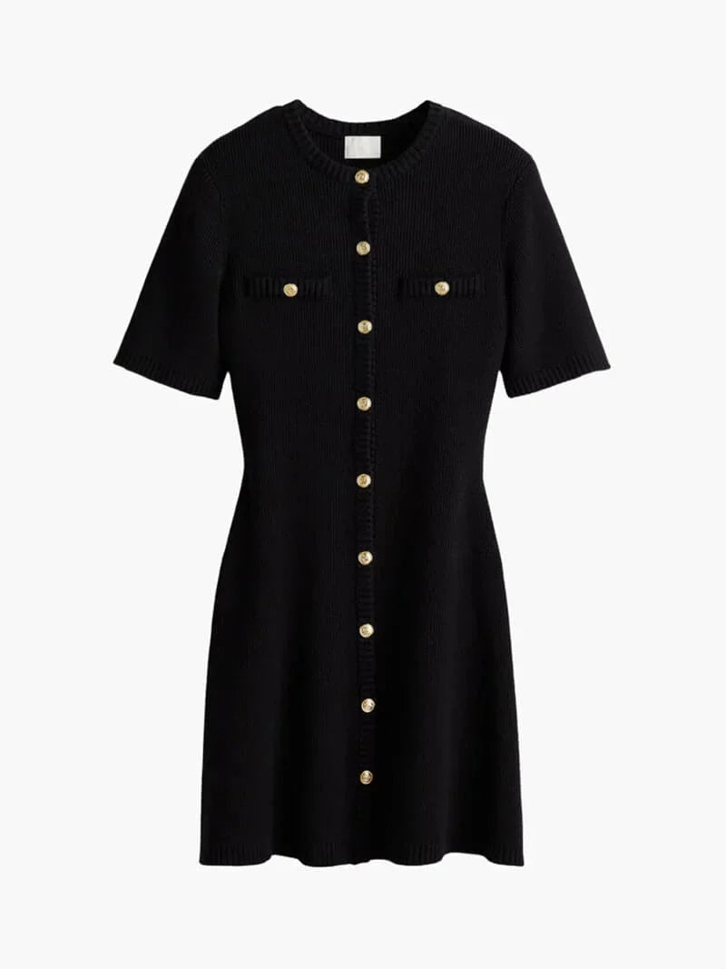 "Ribbed short sleeve mini dress in Ashlee style, perfect for casual outings or days out."