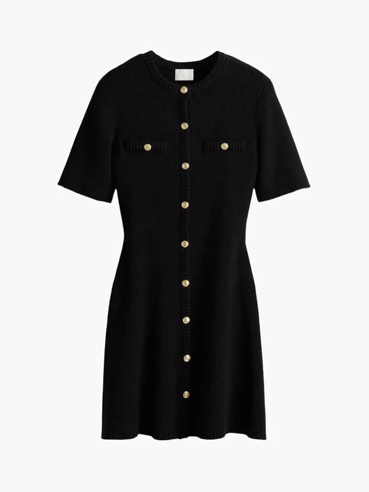 "Ribbed short sleeve mini dress in Ashlee style, perfect for casual outings or days out."