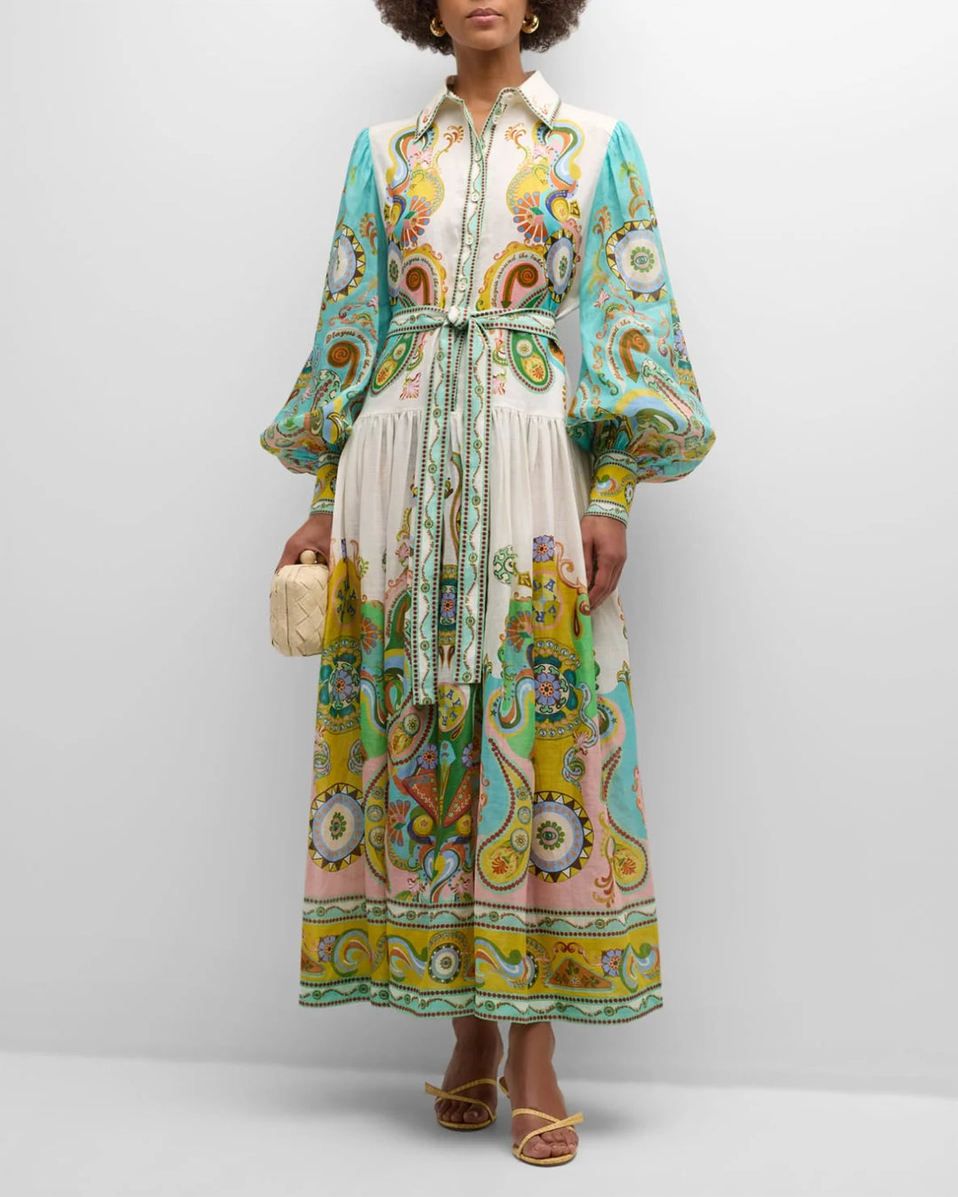 Avacyn maxi dress with paisley print, balloon sleeves. Flowing, lightweight fabric in vibrant colors perfect for casual or…