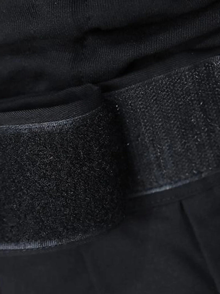 "Dark navy wide-leg pants with adjustable fit waistband, suitable for casual or formal wear."