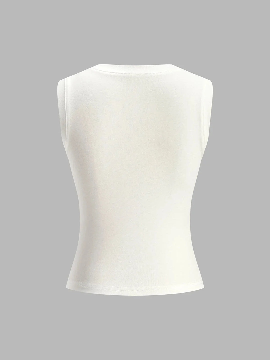 Sleeveless fitted top in Cheyenne style, featuring a ribbed texture and high neckline, perfect for versatile casual or…