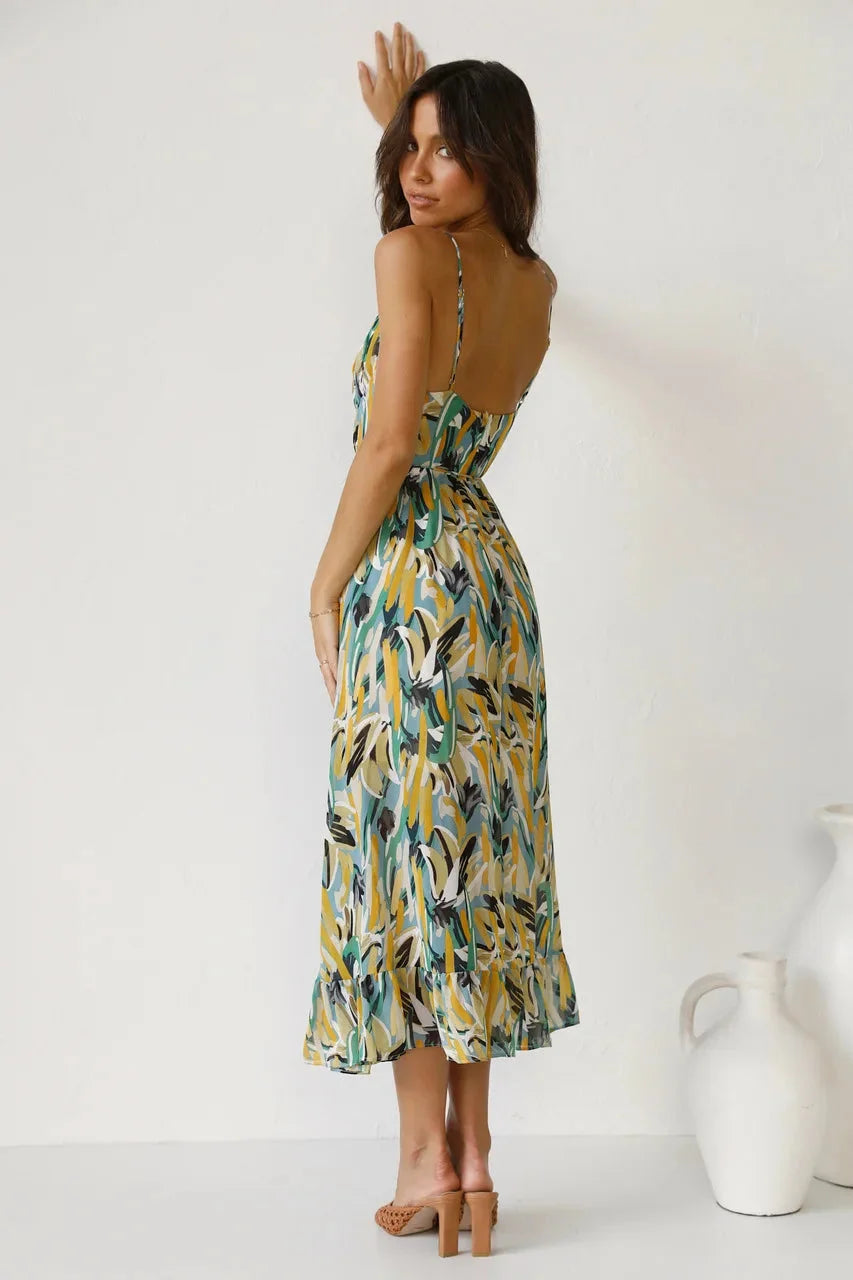 "Dearra maxi dress with a vibrant print, flowing design, ideal for casual outings and made from lightweight breathable…