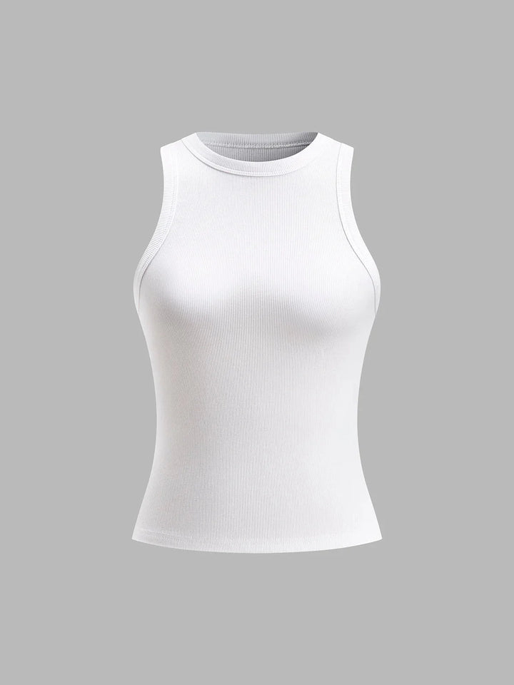 "Ribbed tank top in sleek design, perfect for everyday style. Soft and stretchy material for all-day comfort."