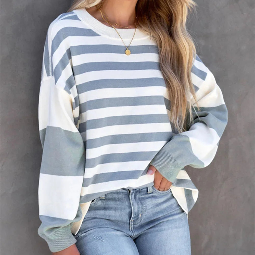 Striped pullover in cool shades with a casual design perfect for everyday wear.