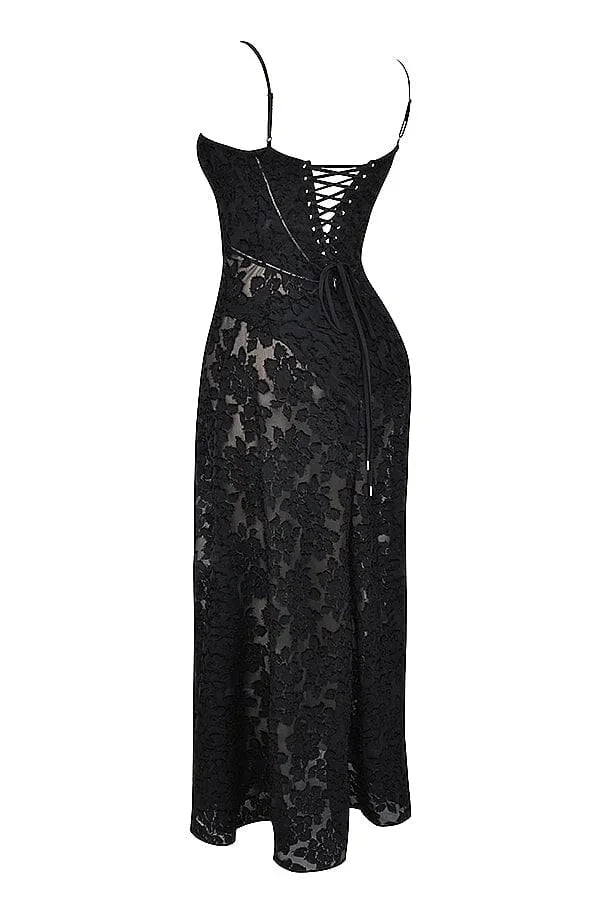 "Spaghetti strap maxi dress with floral lace design, perfect for a chic and feminine look. Made from soft and lightweight…