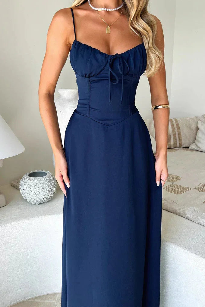 "Jadyn - Flowy maxi dress in soft, breathable fabric with adjustable straps for a comfortable, customized fit."