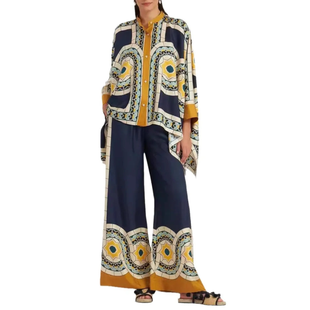 "Jasper bohemian set featuring airy fabric and playful prints perfect for casual spring days."