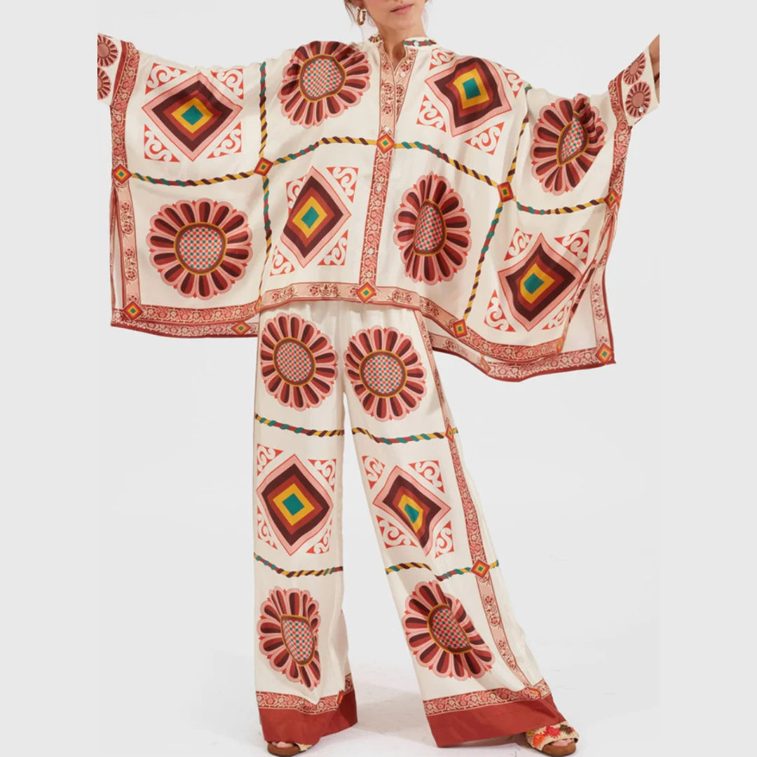 Red bohemian set for spring days made of soft organic cotton. Featuring versatile design with a touch of elegance, perfect…