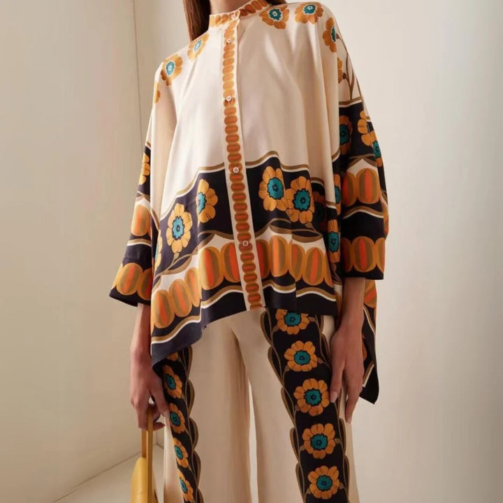 "Yellow jasper bohemian set, perfect for spring days, featuring versatile design and comfortable fabric."