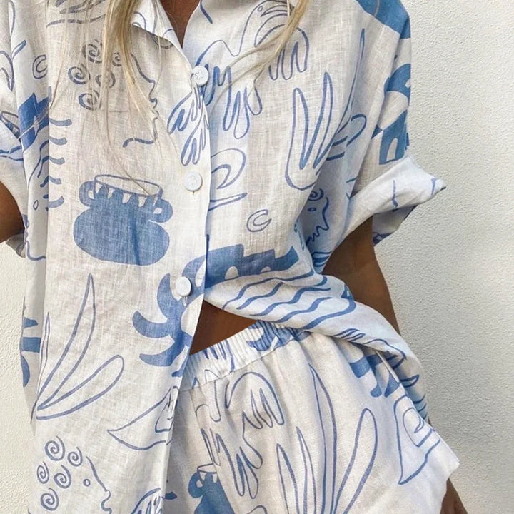 "Kaari white and blue patterned set, textured fabric with geometric details, perfect for adding a pop of color to your…