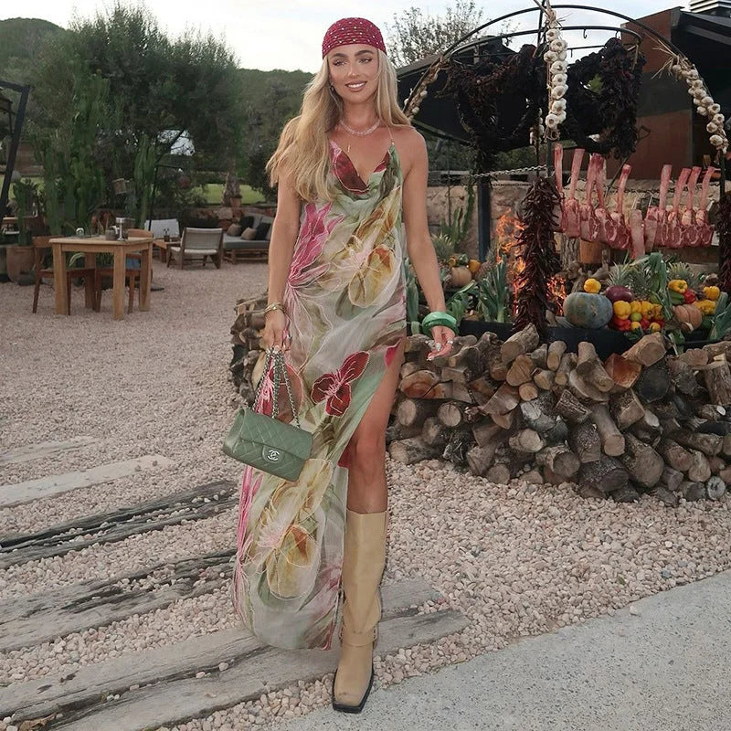 "Kenya sleeveless dress in color, featuring vibrant floral design on lightweight, flowy fabric - perfect for everyday wear…