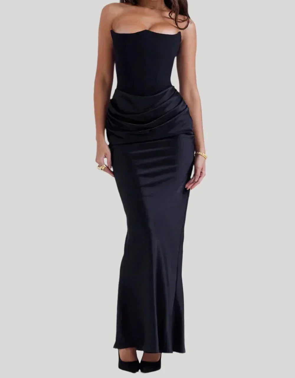 Viona - Women’s strapless elegant maxi dress with sophisticated design