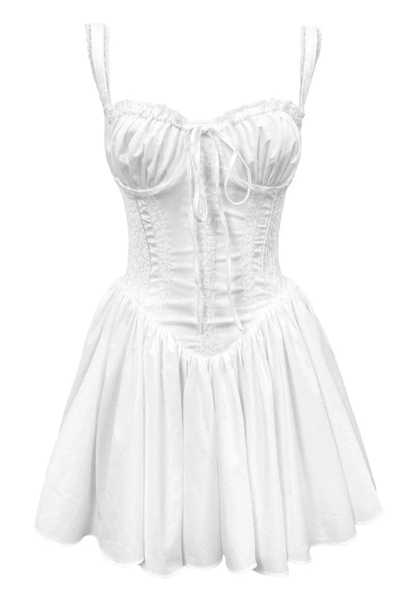 Ruched sweetheart neckline flared mini dress in soft velvet, perfect for a charming and elegant look.