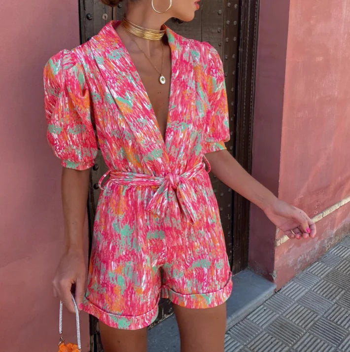 Casual and chic Milliana playsuit with tie waist, made of lightweight and comfortable fabric for effortless style and…
