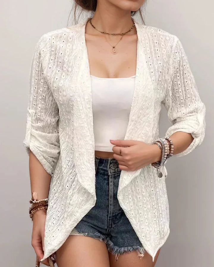 White oversized casual blazer with a relaxed fit and versatile style. Made from soft, comfortable fabric perfect for…