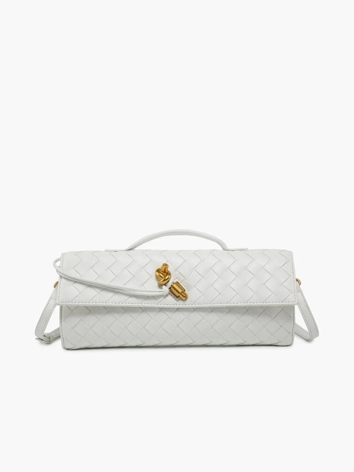 Opal shoulder bag in quilted design with clasp closure, crafted with durable material.