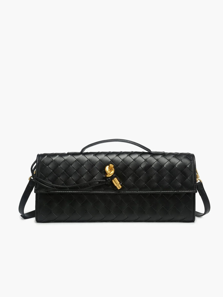 Opal shoulder bag in Black, quilted design with secure clasp, made from supple vegan leather, roomy interior for everyday…