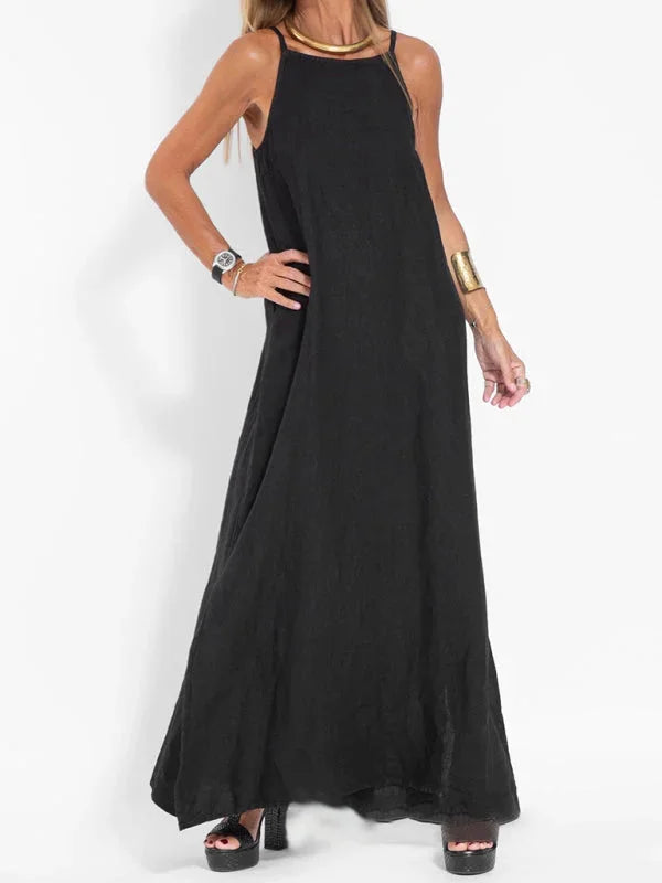 "Susan sleeveless maxi dress in flowy silhouette, perfect for summer. Made of lightweight, breathable fabric ideal for warm…