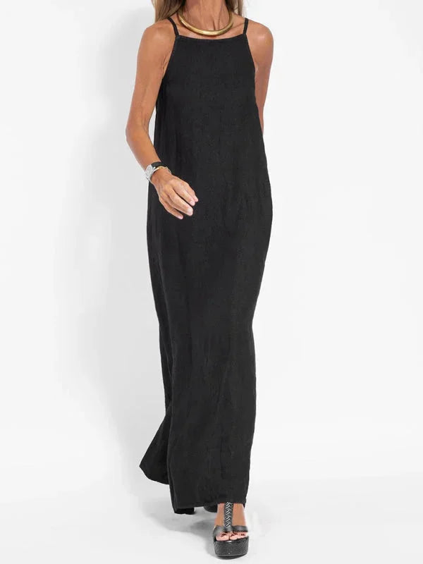 "Susan sleeveless maxi dress in flowy silhouette, made from breathable fabric with a flattering fit, perfect for summer…