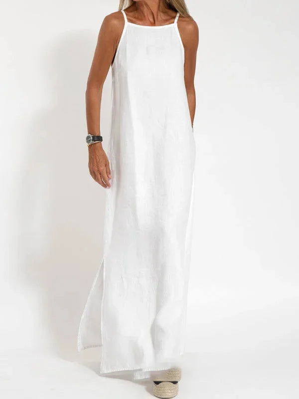 "Susan sleeveless maxi dress in a flowing silhouette, made with comfortable lightweight fabric in a versatile design."