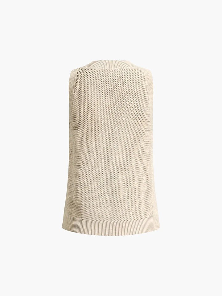 "Suzette sleeveless knit top in breathable fabric with textured design, perfect for stylish summer outfits"