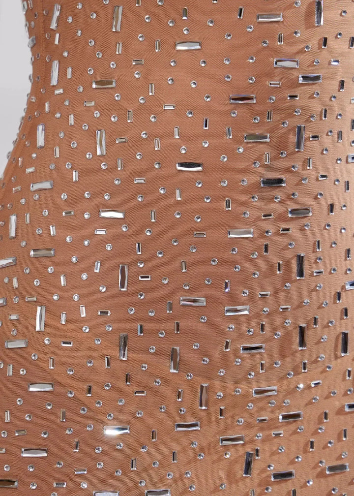 "Black bodycon dress featuring sleek sequin detailing on a slim silhouette, perfect for a chic and glamorous look."
